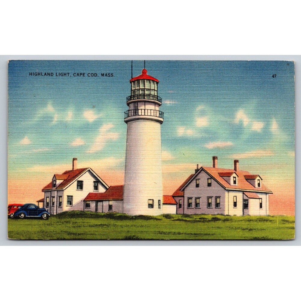 Vintage Highland Light Cape Cod MA Linen Postcard Tichnor Bros 62793 Unposted